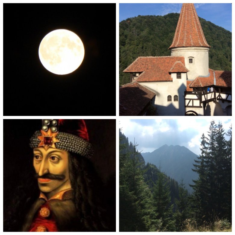 Pełnia księżyca, Zamek Bran w Transylwanii, Rumunia, Portret Valada (Tepes) Palownika zwanego Drakulą.