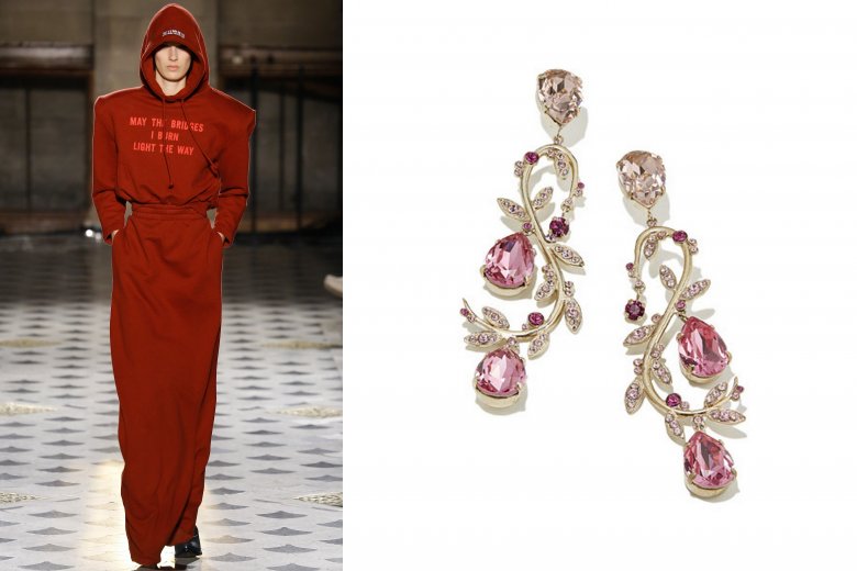 Kolekcja Vetements sezon jesień/zima 2016, źródło: vogue.com. Kolczyki Oscar de la Renta