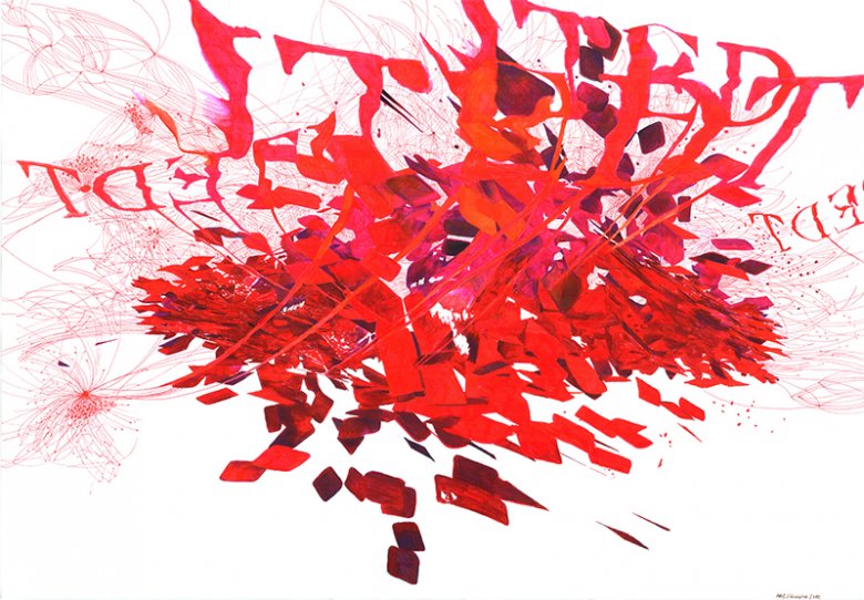 J'ai trè s envie de toi, 100 x 70 cm, 2013, marker  i cienkopis na papierze