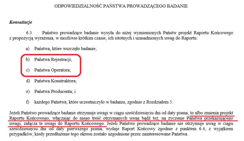 art. 6.3 Załącznika 13. Konwencji Chicagowskiej