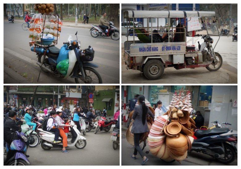 Skuter ma wiele zastosowań - jedni trzymają na nim swój kram (w górnym lewym rogu są rybki na sprzedaż), inni robią z nich tuk-tuki, na których śpią.