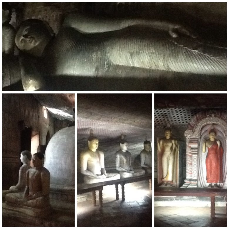 Dambulla, Złota Świątynia, Sri Lanka. W wykutych w skale grotach można zobaczyć 150 kamiennych  posągów  medytującego Buddy i jeden duży, monumentalny przedstawiający leżącego Buddę.