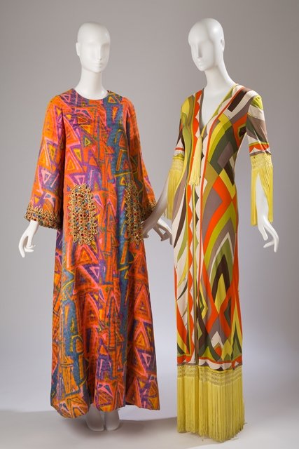 sukienka Emilio Pucci z ok. 1970 i caftan Oscar de la Renta z ok. 1963
