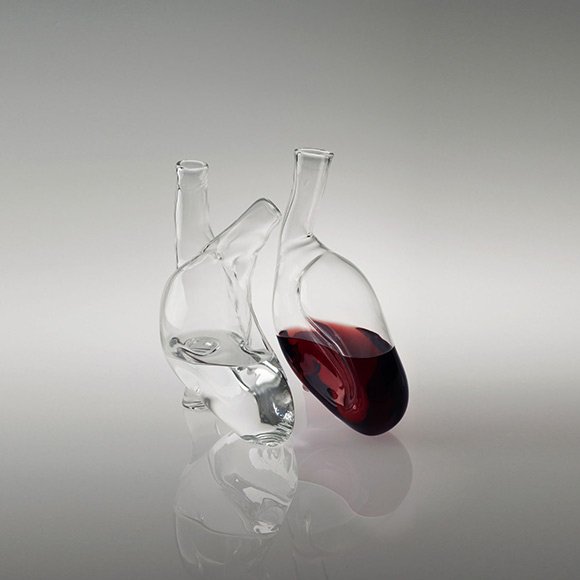 Zestaw szklanych karafek na wino i wodę. Projekt CUORE, Liviana Osti