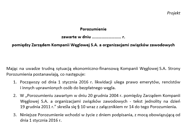 projekt nowego porozumienia