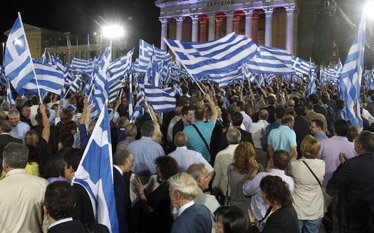 protestujący w Grecji