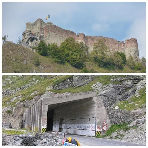Ruiny Zamku Poenari, wjazd do najdłuższego tunelu na Trasie Transfogaraskiej (884m), Rumunia