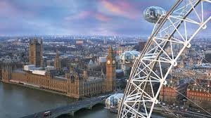 LondonEye z widokiem na Londyn.