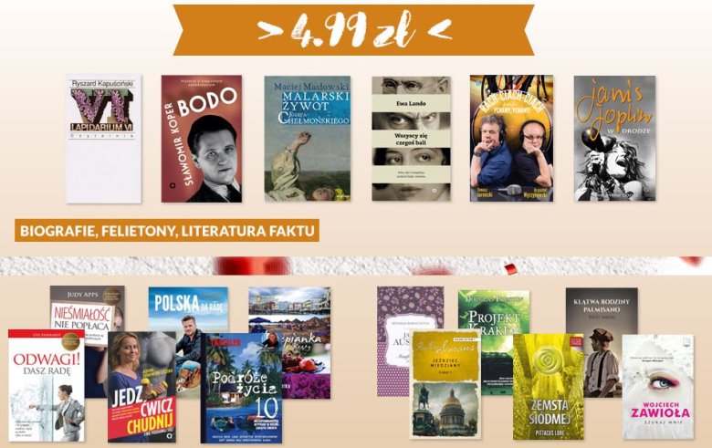 Fani książek będą zachwyceni. W ofercie znajdą m.in. przewodniki National Geographic, książki Ryszarda Kapuścińskiego, ale również ulubione książki najmłodszych.