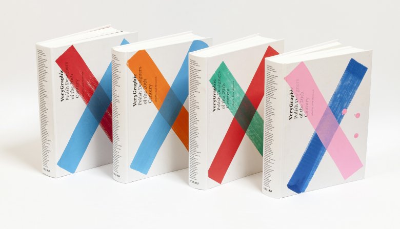 Okładka książki "VeryGraphic. Polish Designers of the 20th Century", wykonana odręcznie w różnych wariacjach kolorystycznych (projekt graficzny: Kuba Sowiński)