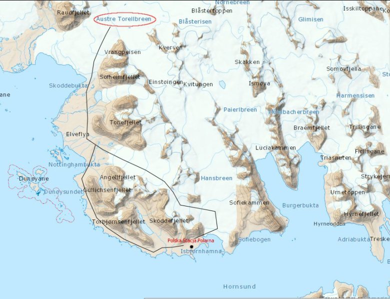 Mapa fiordu Hornsund i okolic