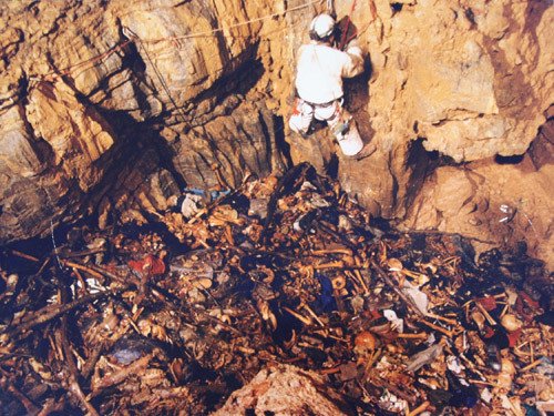 Ekshumacja masowego grobu w jaskini Hrastova Glavica