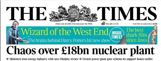 Nagłówek dzisiejszego Timesa.