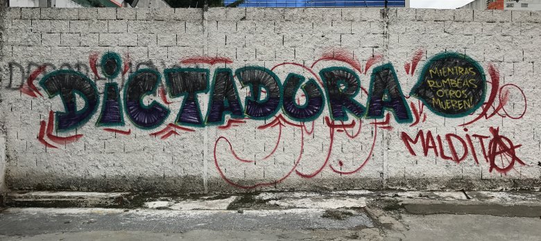 Grafiti w Caracas przeciwko prezydentowi Maduro