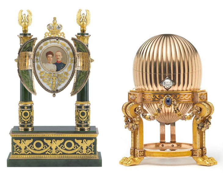 1.Dwa odnalezione ostatnio jaja Fabergé: Cesarskie jajko nefrytowe z 1902 r. & Jajko trzecie cesarskie z 1887 r.